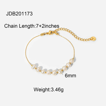 Gold Chain Pearl Bracelet