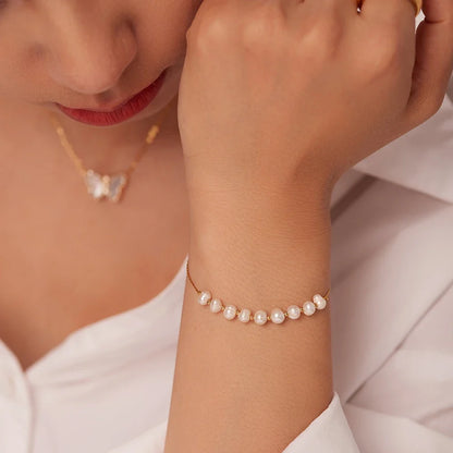 Gold Chain Pearl Bracelet
