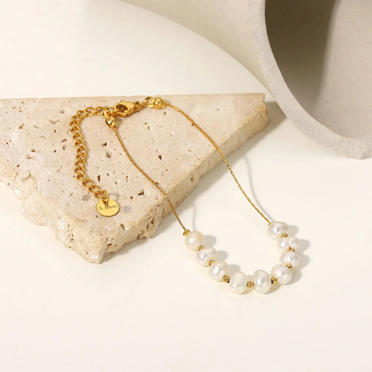 Gold Chain Pearl Bracelet