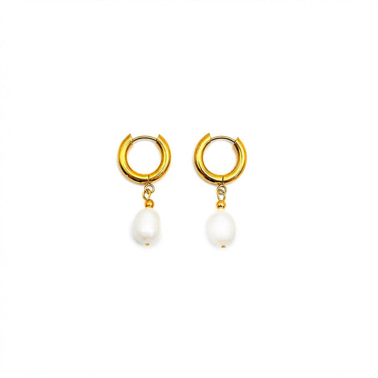 Pearl Drop Hoops